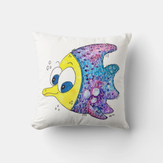 Coussin Cute poisson blanc coloré