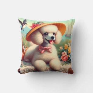 Coussin Cute Poodle peinture Vintage