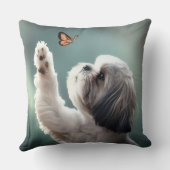 Coussin Cute Puppy & Butterfly Decorative Throw Pillow  (Verso)