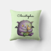 Coussin Cute Purple Green Fluffy Monster Buddy (Verso)