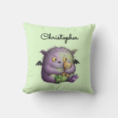 Coussin Cute Purple Green Fluffy Monster Buddy (Recto)