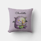 Coussin Cute Purple Green Fluffy Monster Buddy (Recto)