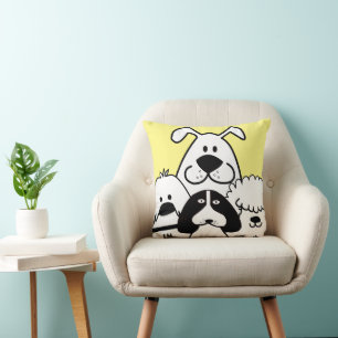 Coussin Cute Quatre Doodles de Chien Noir et Blanc