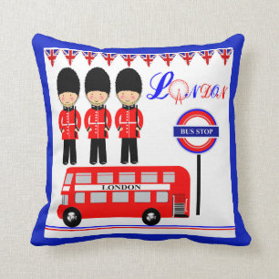 Coussin Cute Queens Guard Red Bus Londres Design à thème