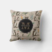 Coussin Cute Raccoon dans Pine Forest Motif Monogramme (Verso)