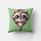 Coussin Cute Raccoon Green Kids (Verso)