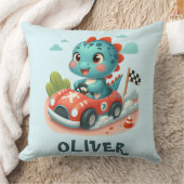 Coussin Cute Racer Dino conduire une voiture rapide (Couverture)