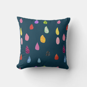 Coussin Cute raindrops colorful rain art