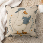 Coussin Cute Reading Duck Book Lover Whimsical Nursery  (Couverture)