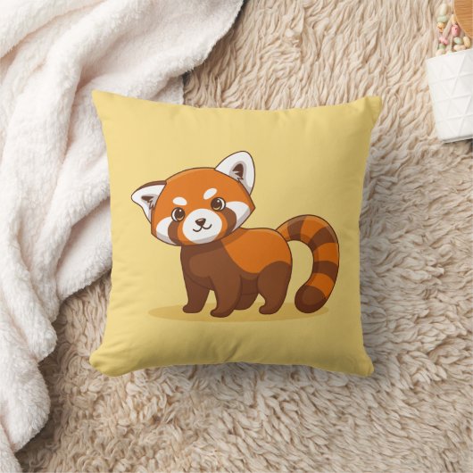 Coussin Cute Red Panda on Yellow (Couverture)