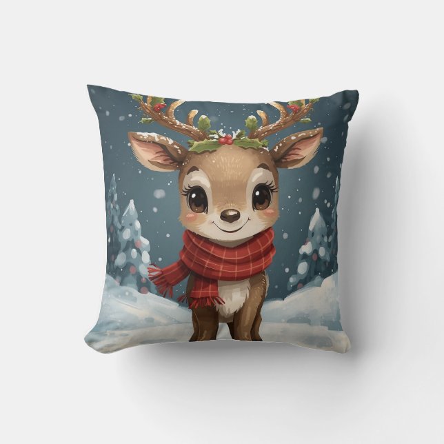 Coussin Cute reindeer Christmas for cozy living room (Recto)