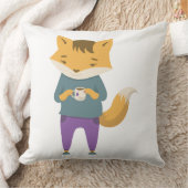 Coussin Cute renard avec tasse de thé (Couverture)