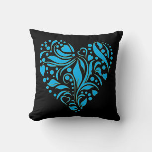 Coussin Cute Romantique Abstrait Coeur Design Turquoise Bl