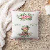 Coussin Cute rose Floral Hawaiian Sloth Nom de l'animal Da (Couverture)