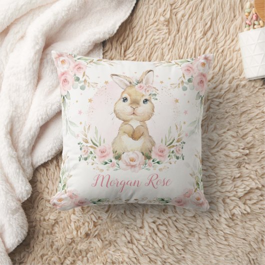 Coussin Cute rose Floral Lapin Lapin Lapin Baby Girl Nurse (Couverture)
