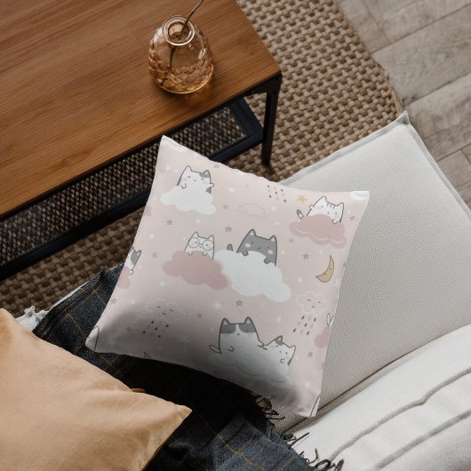 Coussin Cute rose Kitten Motif