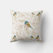 Coussin Cute Rose Or Chickadee Oiseau Floral Coeurs Imprim (Verso)
