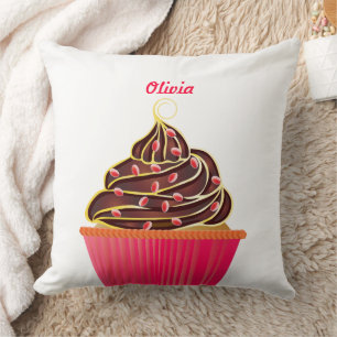Coussin Cute Rose Personnalisé Cupcake Sprinkings