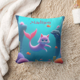 Coussin Cute rose Sirène Kitten