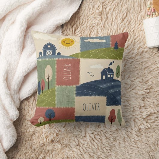 Coussin Cute Rustic Country Farmhouse Patchwork (Couverture)