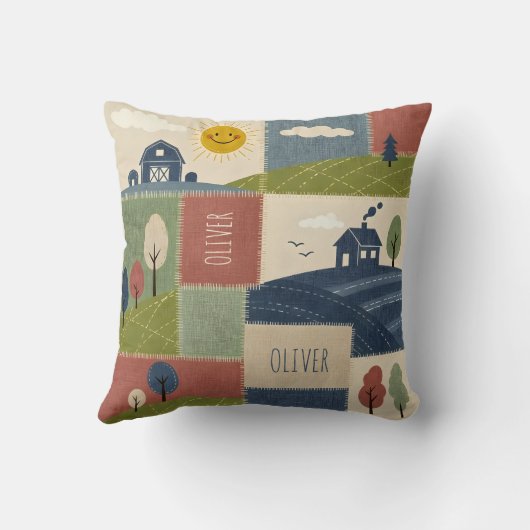 Coussin Cute Rustic Country Farmhouse Patchwork (Verso)