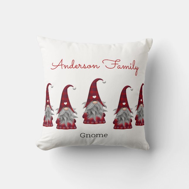 Coussin Cute Rustique Plaid Personnalisé Noël Gnome Elf (Recto)