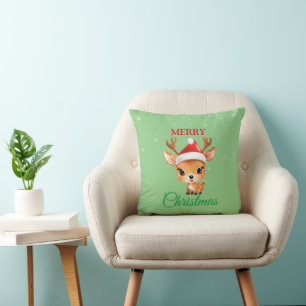 Coussin Cute Safari animal Reindeer Père Noël Christmas Co