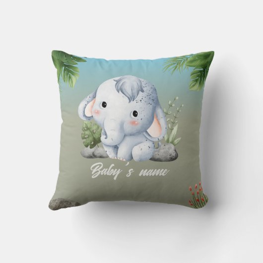 Coussin Cute Safari Animaux 2 côté Zebra Elephant (Verso)