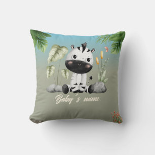 Coussin Cute Safari Animaux 2 côté Zebra Elephant
