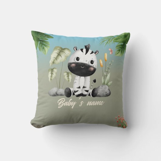 Coussin Cute Safari Animaux 2 côté Zebra Elephant (Recto)