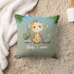 Coussin Cute Safari Animaux 2 côtés Giraffe Zebra Nursery