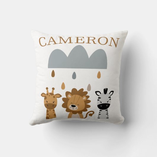 Coussin Cute Safari Boho Bébé Animaux (Verso)