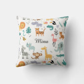 Coussin Cute Safari Jungle Animals Personalized Baby Name (Verso)