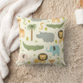 Coussin Cute Safari Jungle Animaux Végétation Jeter Oreill (Couverture)