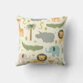Coussin Cute Safari Jungle Animaux Végétation Jeter Oreill (Verso)