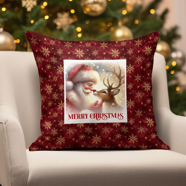 Coussin Cute Santa Claus Rudolph Christmas Throw Pillow   (Cute Santa Claus Rudolph Christmas Throw Pillow Decor

)
