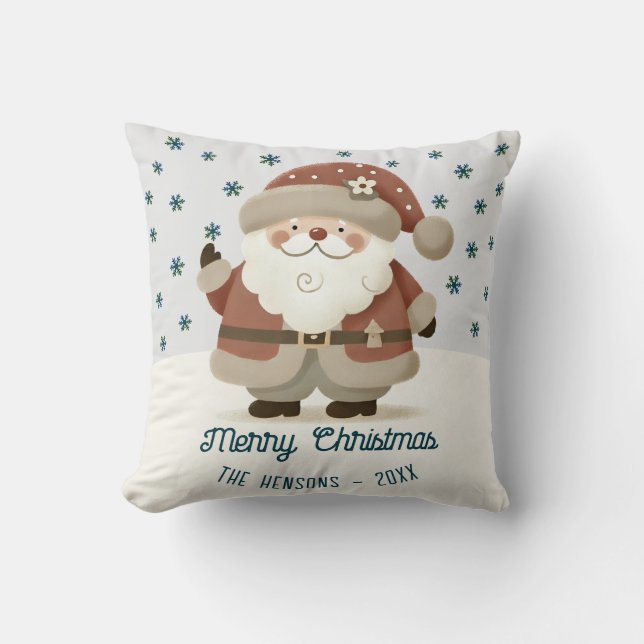 Coussin Cute Santa Clause Snowflakes Drawing Christmas (Recto)