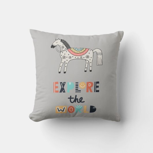 Coussin Cute Scandia Horse Explore Le Monde (Recto)