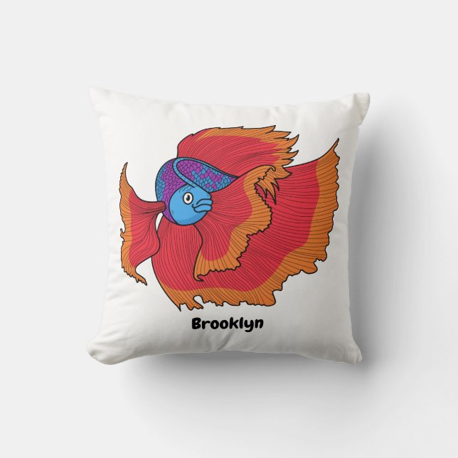 Coussin Cute Siamese fighting fish betta cartoon (Recto)