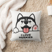 Coussin Cute Siberian Husky texte personnalisé (Couverture)