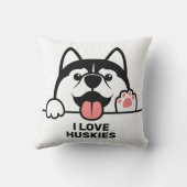 Coussin Cute Siberian Husky texte personnalisé (Verso)