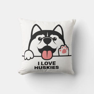 Coussin Cute Siberian Husky texte personnalisé