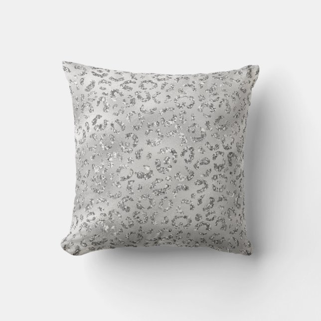 Coussin Cute Silver Cheetah Leopard Motif d'impression (Recto)