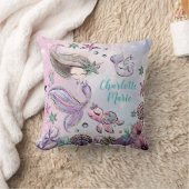 Coussin Cute Sirène avec tortue et petite fille Narwhal (Couverture)