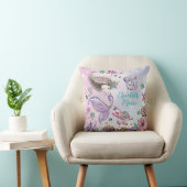 Coussin Cute Sirène avec tortue et petite fille Narwhal (Chaise)