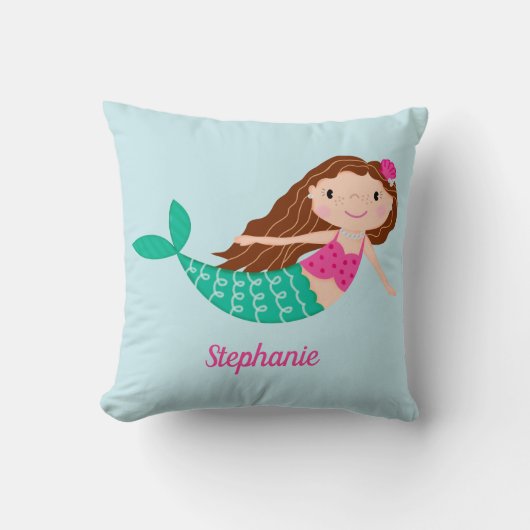Coussin Cute Sirène Whimsical Personnalisé (Recto)