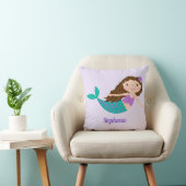 Coussin Cute Sirène Whimsical violet Personnalisé (Chaise)