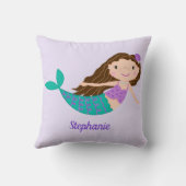 Coussin Cute Sirène Whimsical violet Personnalisé (Verso)