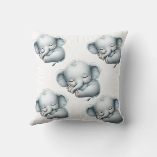 Coussin Cute Sleeping Baby Elephant on Cloud - Nursery Dec (Verso)