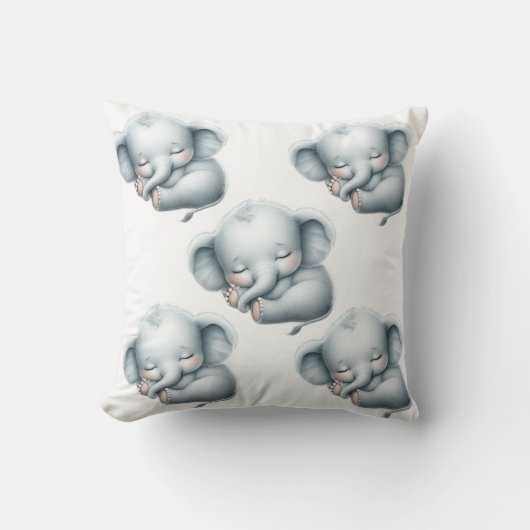 Coussin Cute Sleeping Baby Elephant on Cloud - Nursery Dec (Recto)